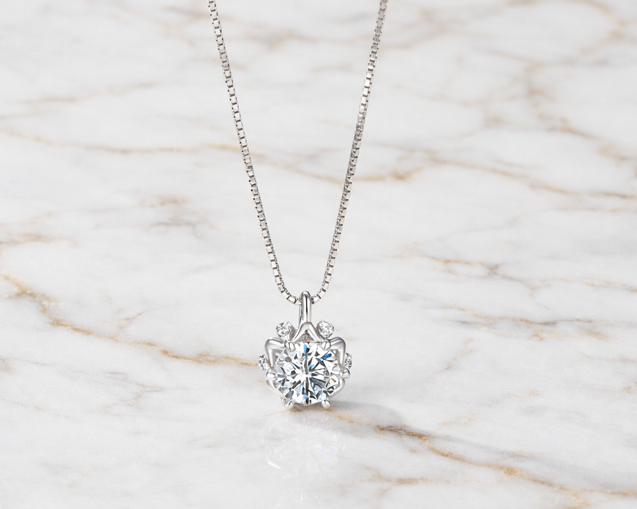 Celestial Bloom Silver Necklace with Moissanite