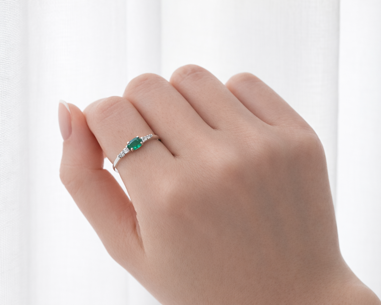 Cosmia Oval Gemstone Silver Ring