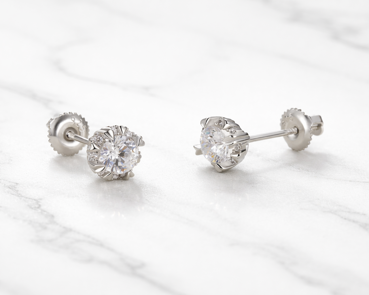 Virelia Silver Earrings with Moissanites