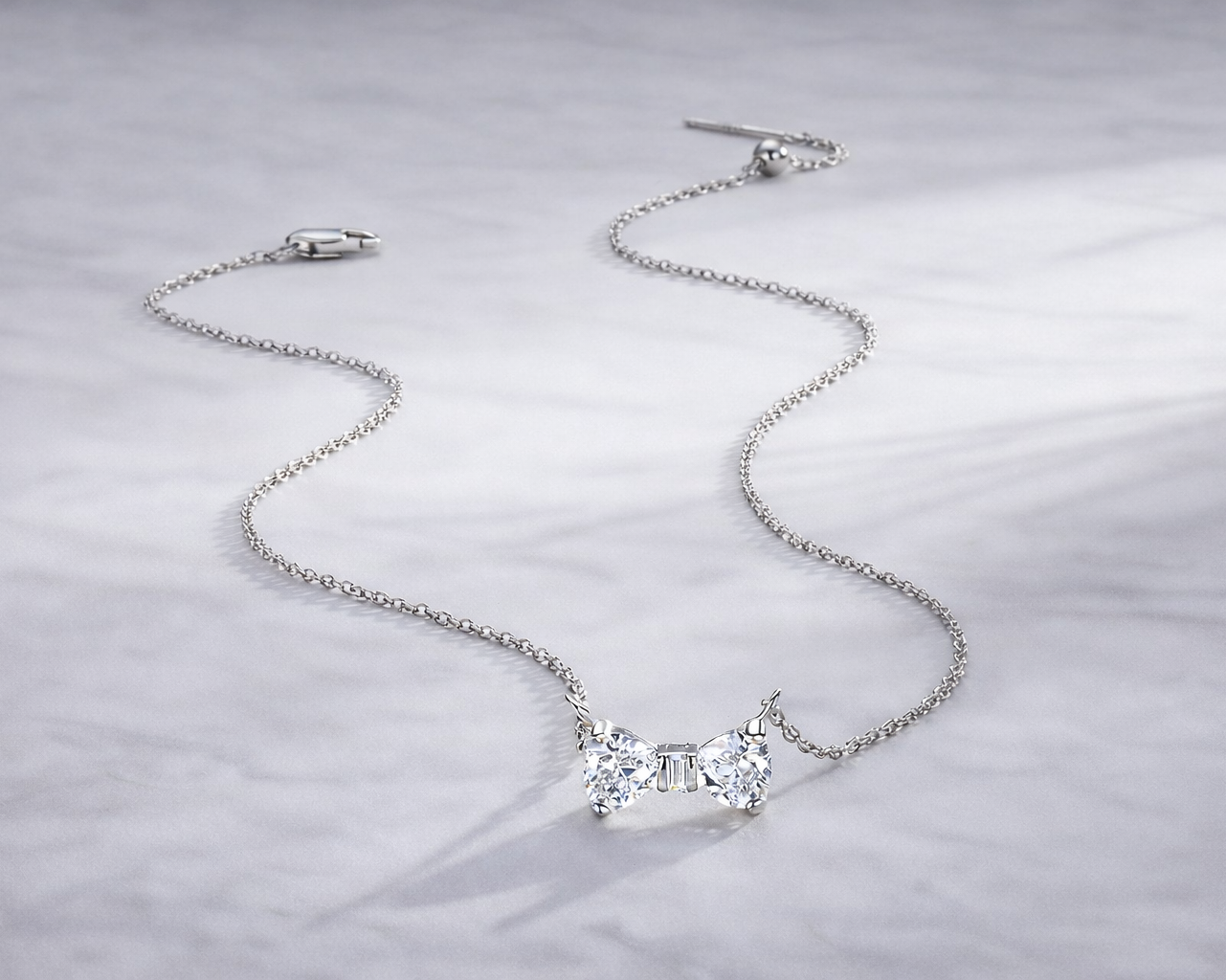 Gala Noire Bowtie Silver Necklace