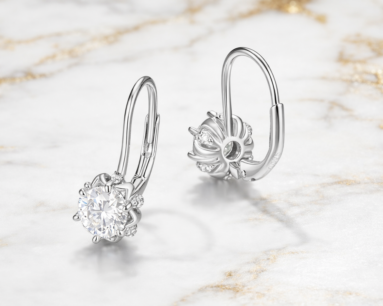 Flower Earrings with Moissanites
