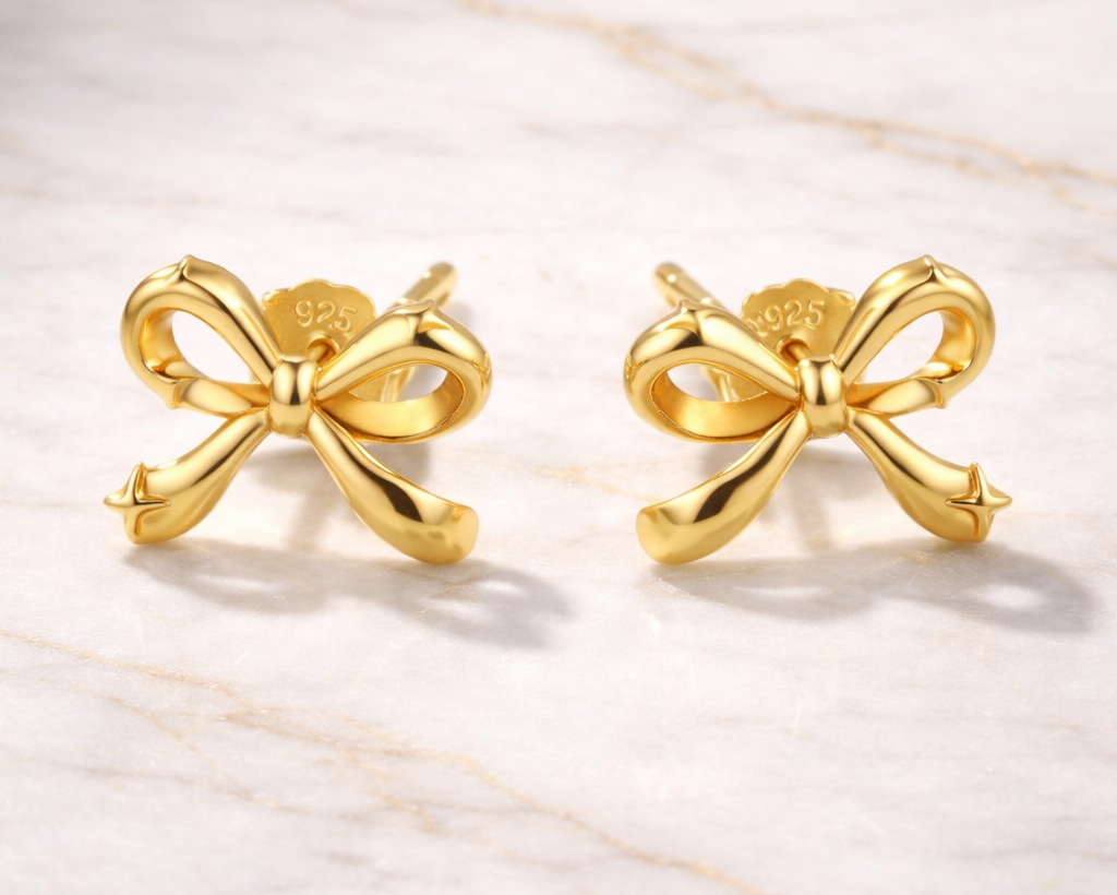 Unica Bow Gold and White-gold plated Earrings