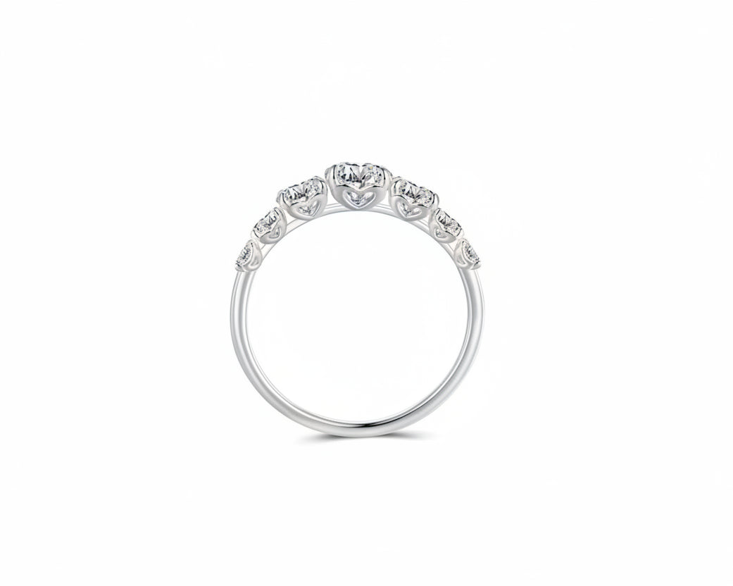 Reverie of Seven Hearts Ring with Moissanites