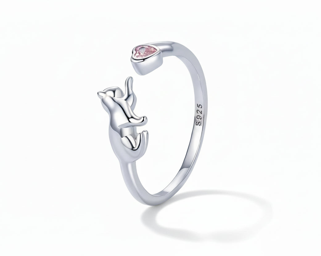 Lina Lovely Cat Silver Ring