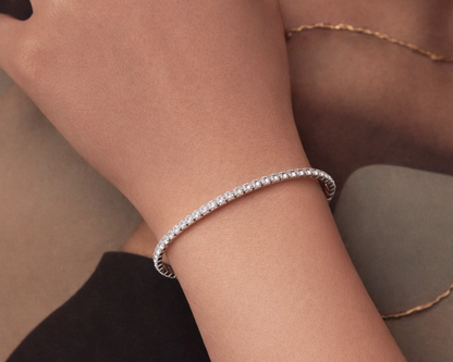 Zeloria Stretchable Silver Tennis Bracelet