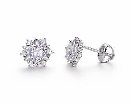 Stellara Star Silver Earrings with Moissanites
