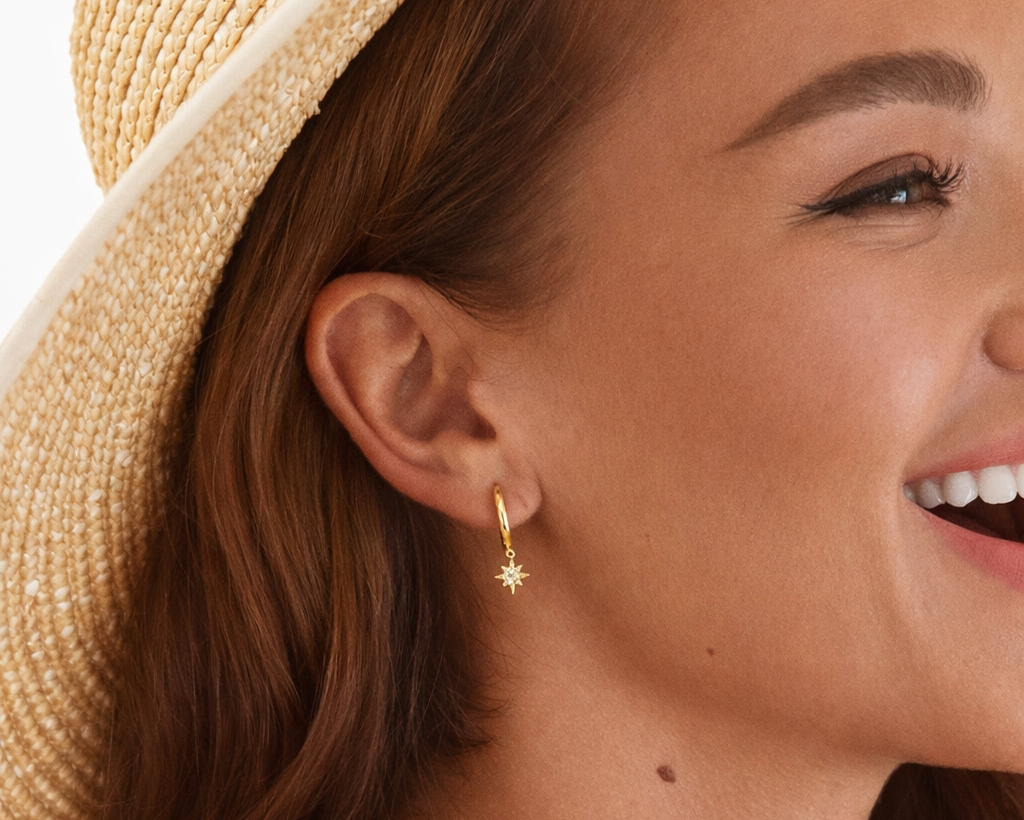 Mystria Moon & Star Gold-plated Earrings