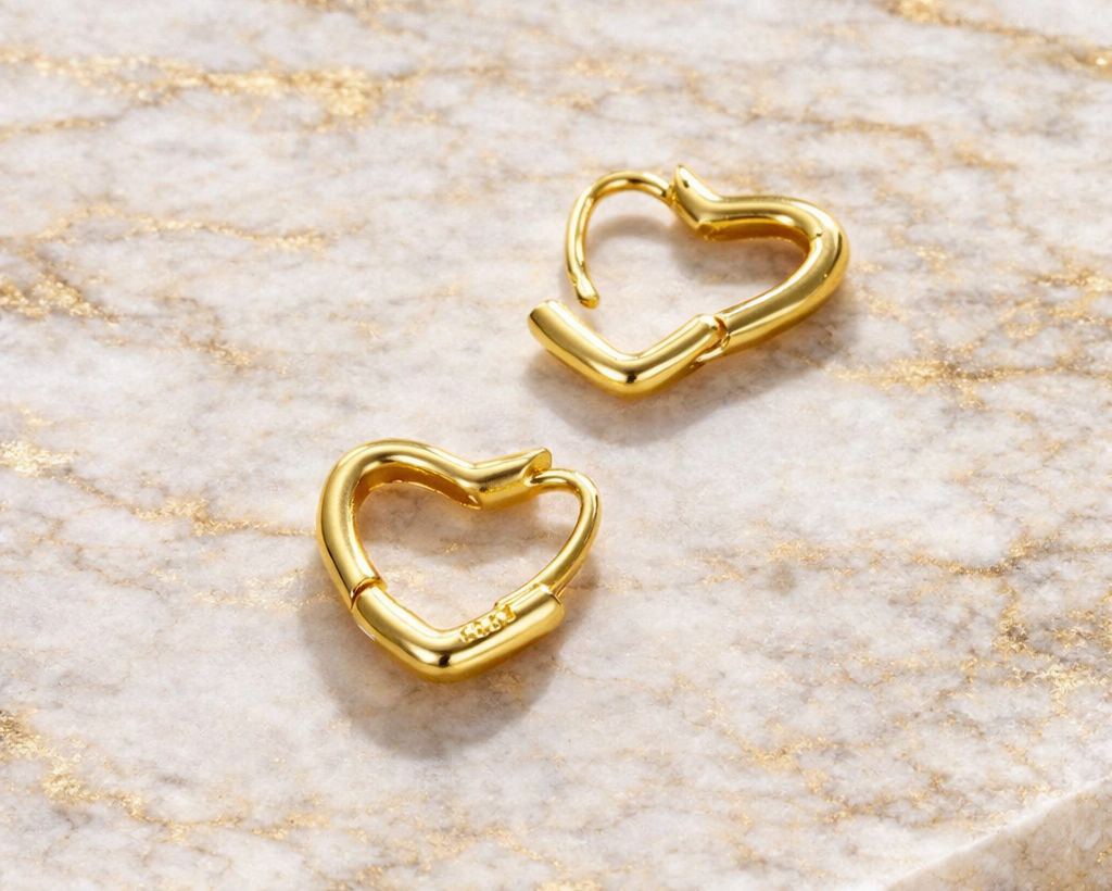 Promisea Heart Gold-plated Hoop Earrings