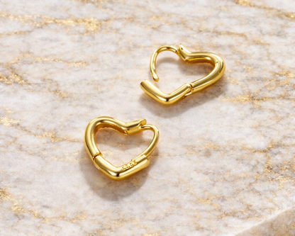 Promisea Heart Gold-plated Hoop Earrings