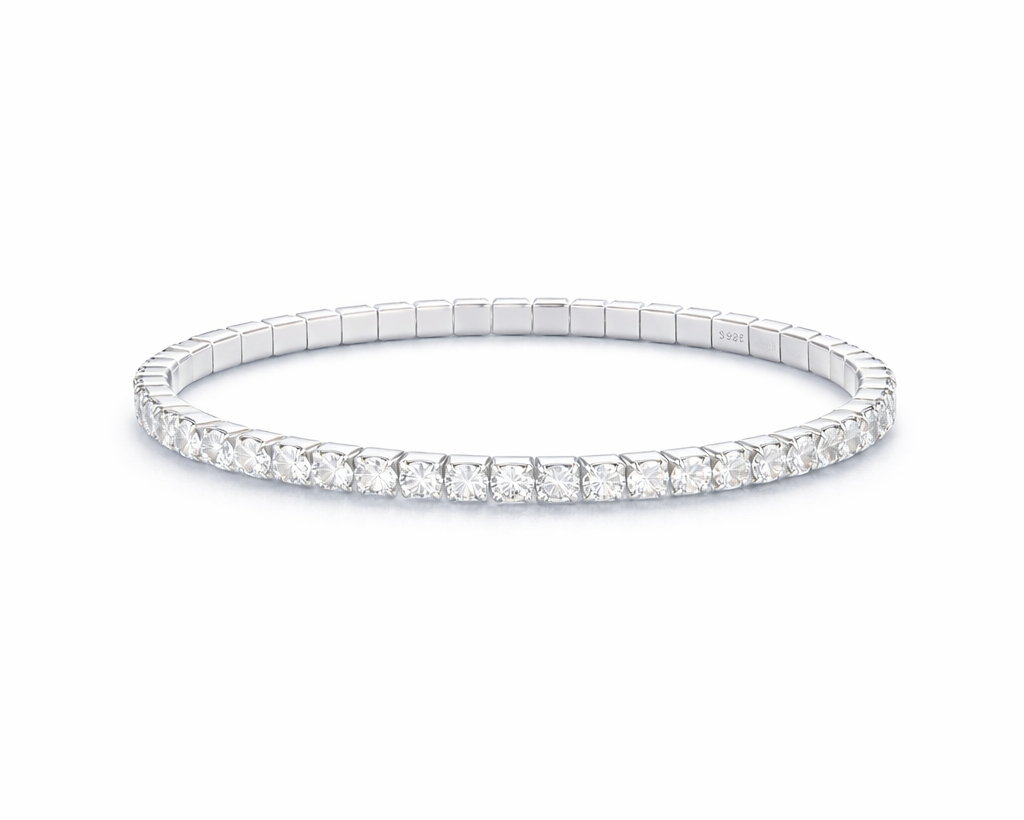 Zeloria Stretchable Silver Tennis Bracelet