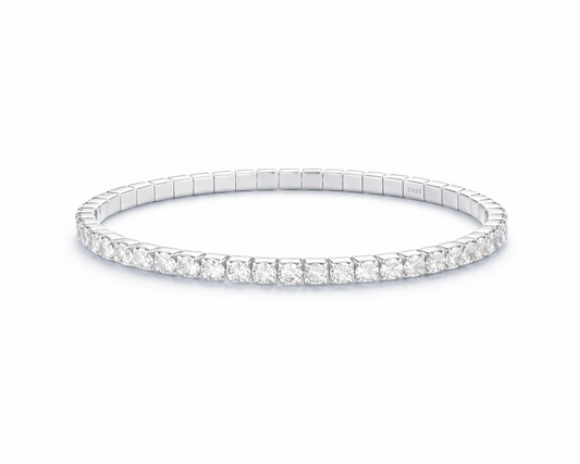 Zeloria Stretchable Silver Tennis Bracelet
