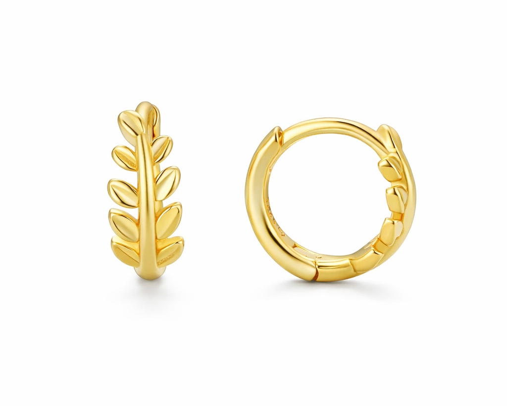 Florina Leaf Gold-plated Hoop Earrings