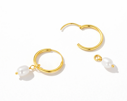 Baroque Pearl Gold-plated Hoop Earrings