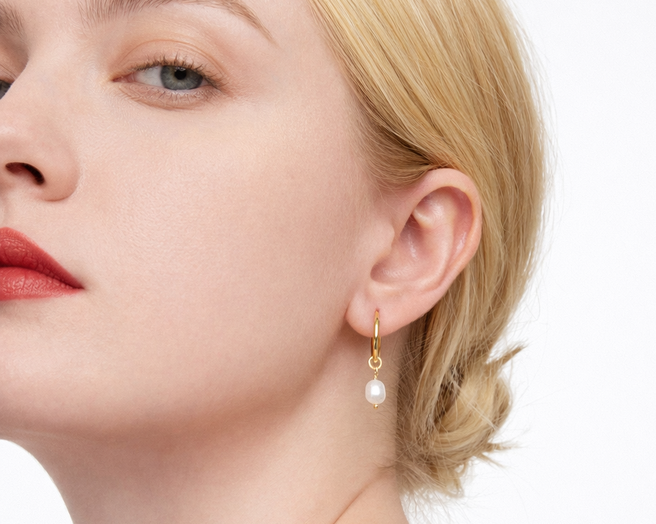 Baroque Pearl Gold-plated Hoop Earrings