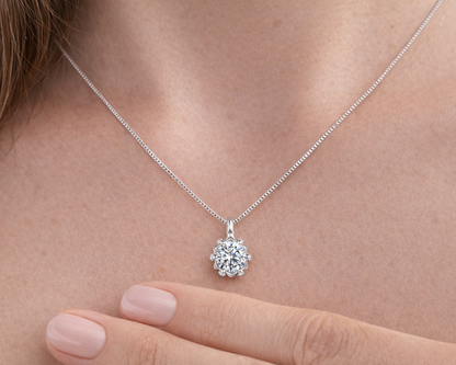 Celestial Bloom Silver Necklace with Moissanite