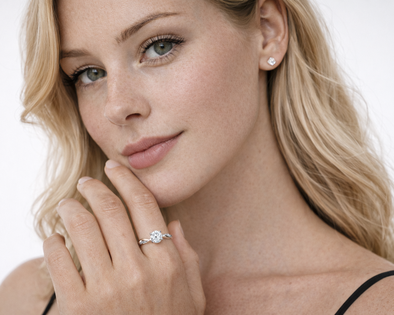 Twisted vine Silver ring with Moissanite