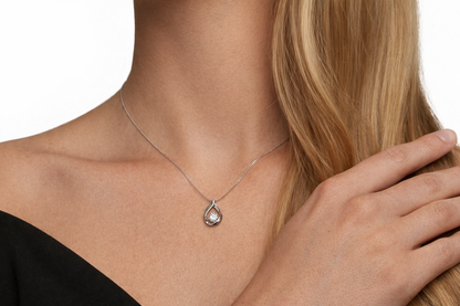 Ethereal Waterdrop Silver Necklace with Moissanite