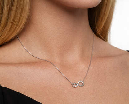 Eternal Loop Silver Necklace with Moissanites
