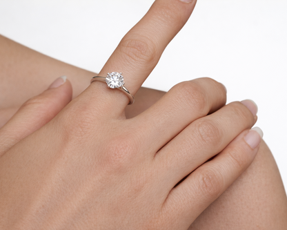 Eterna Silver Ring with Round Moissanite