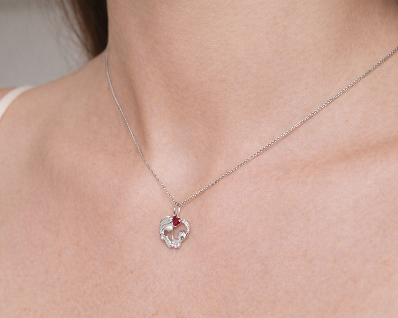 Materna Mother and Child Silver Necklace