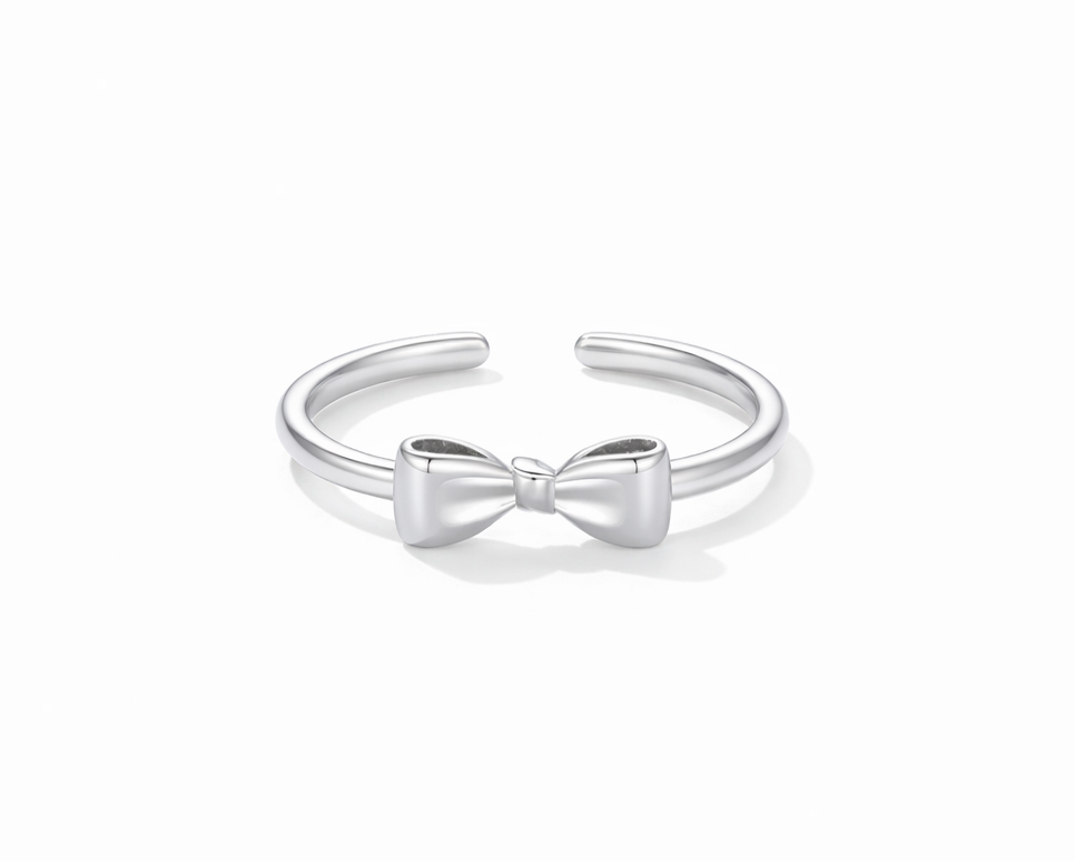 Elegant Bow Adjustable Silver Ring