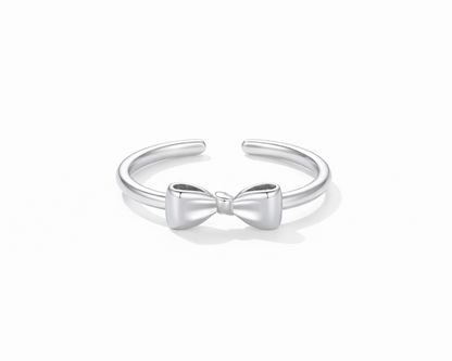 Elegant Bow Adjustable Silver Ring