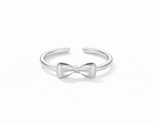 Elegant Bow Adjustable Silver Ring