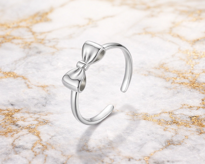 Elegant Bow Adjustable Silver Ring