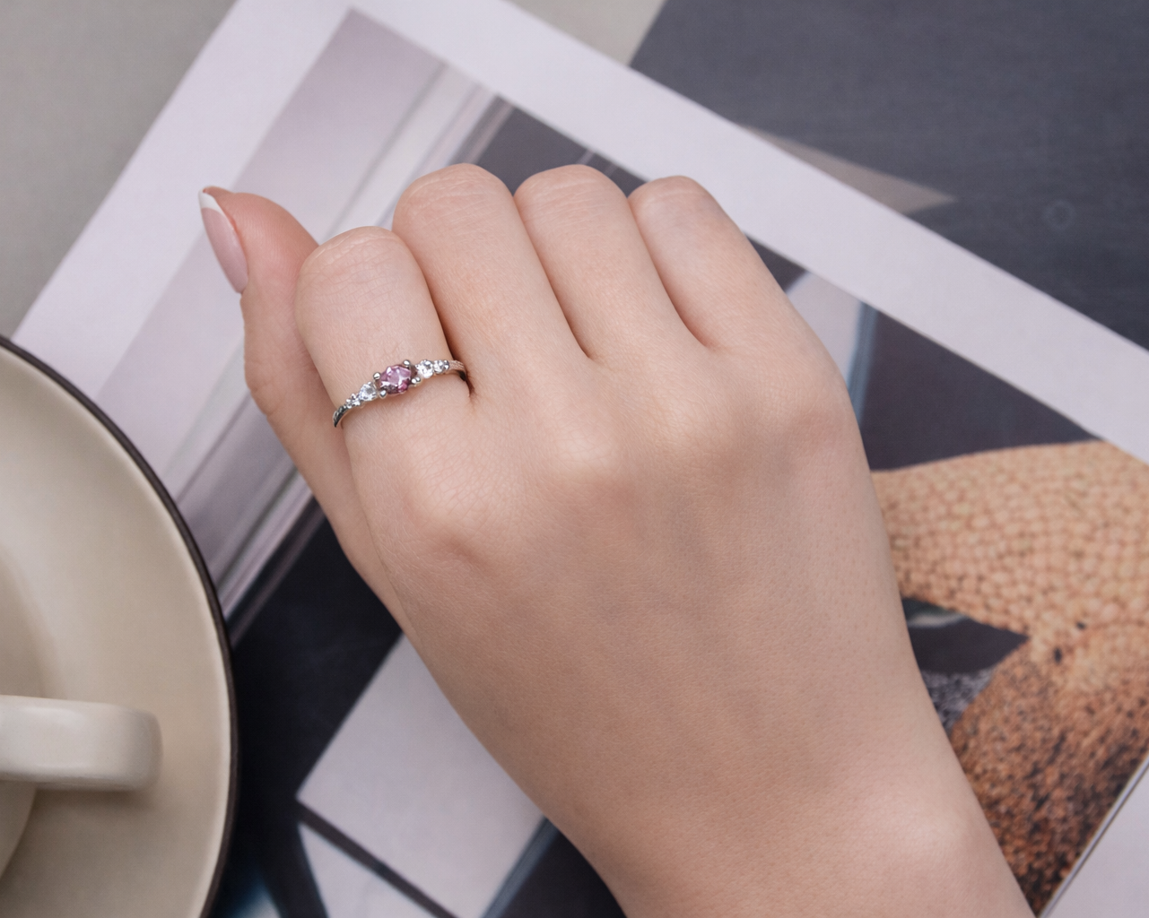 Cosmia Oval Gemstone Silver Ring