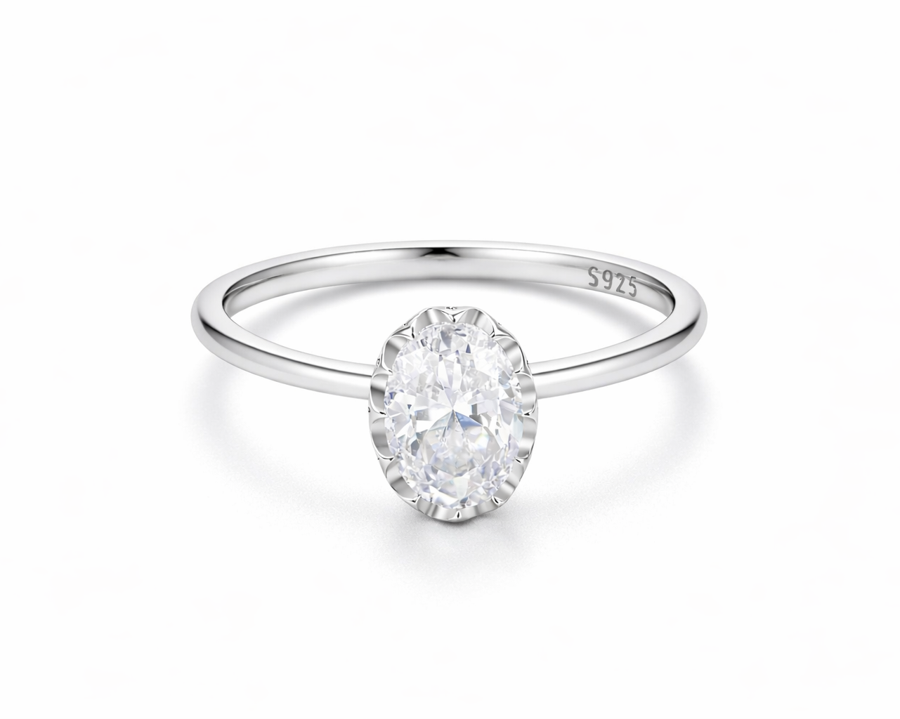 Divine White-gold plated Ring with Moissanite