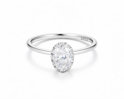 Divine White-gold plated Ring with Moissanite