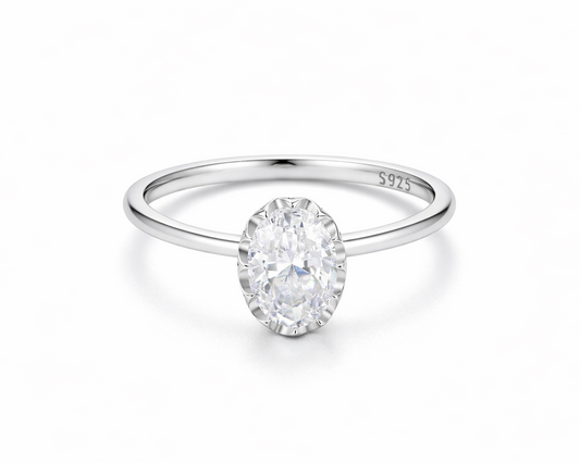 Divine White-gold plated Ring with Moissanite