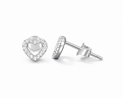 Amoria Heart Silver Earrings with Moissanites