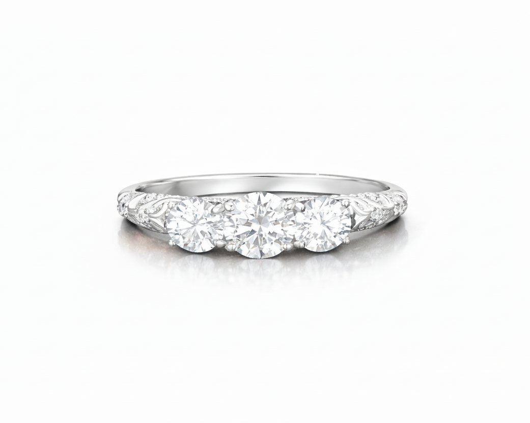 Triara White-gold plated Ring with Moissanites