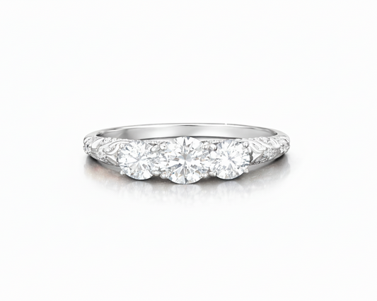 Triara White-gold plated Ring with Moissanites