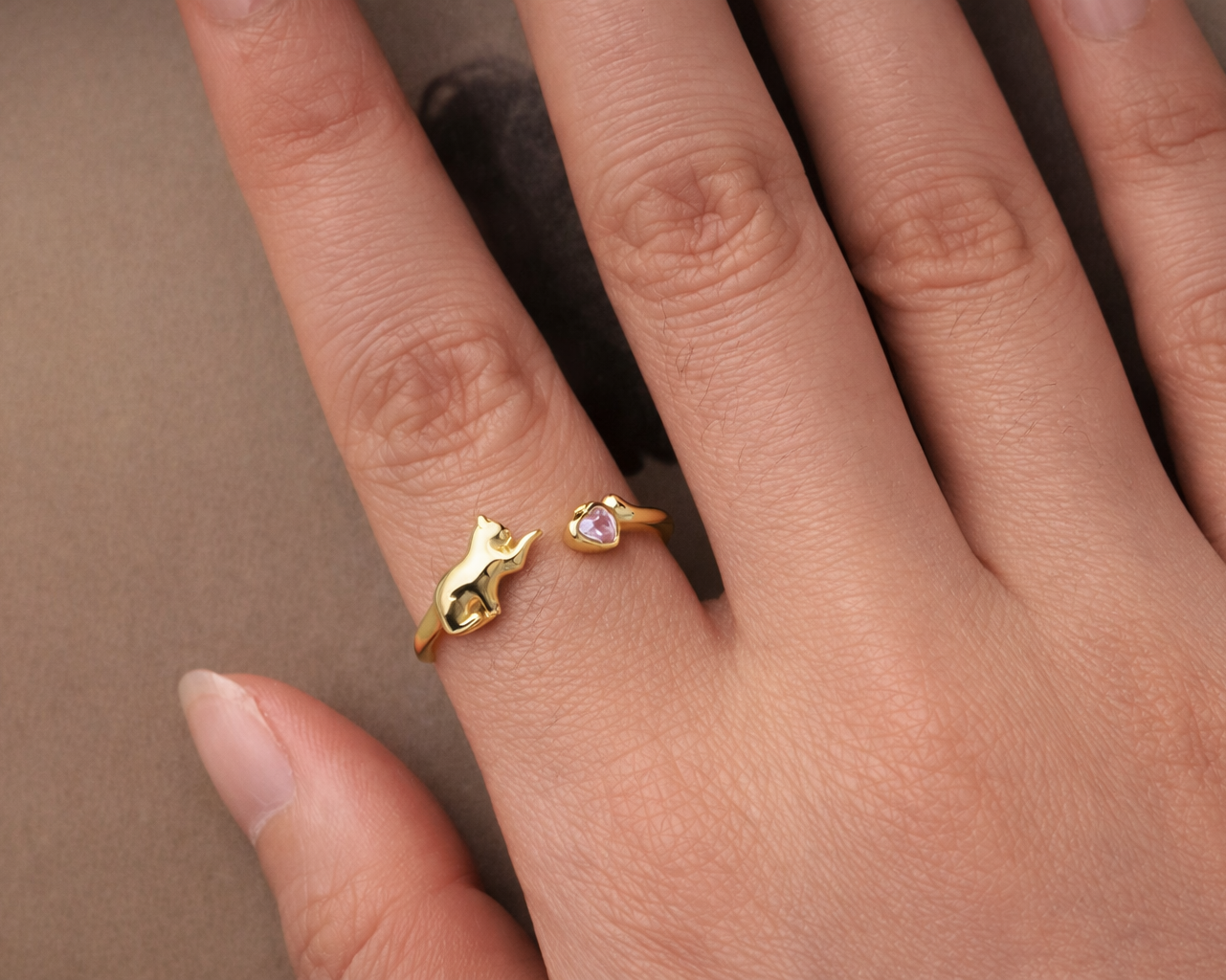 Lina Lovely Cat Gold-plated Ring
