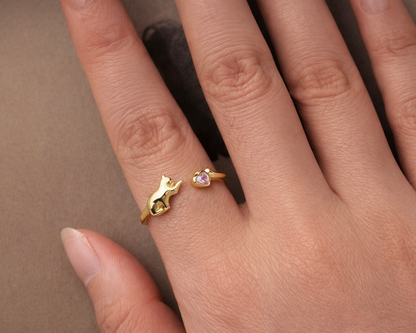 Lina Lovely Cat Gold-plated Ring