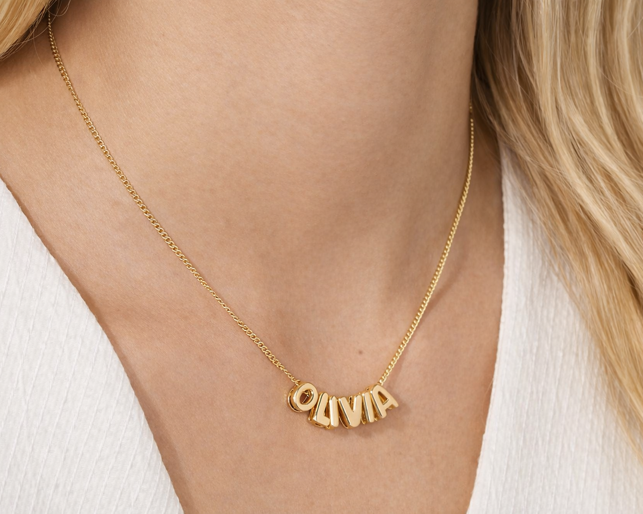 Bubble Initials Name Gold-plated Necklace