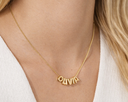 Bubble Initials Name Gold-plated Necklace