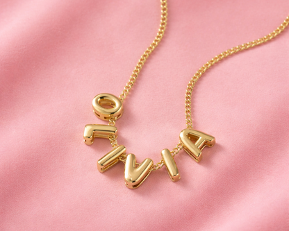 Bubble Initials Name Gold-plated Necklace