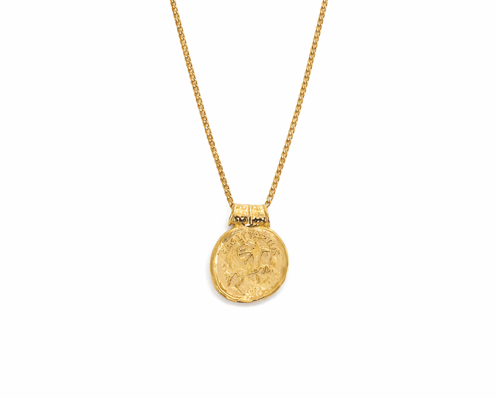 Zodiac Hammered coin Gold-plated Necklace