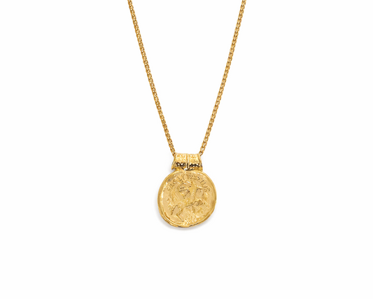 Zodiac Hammered coin Gold-plated Necklace