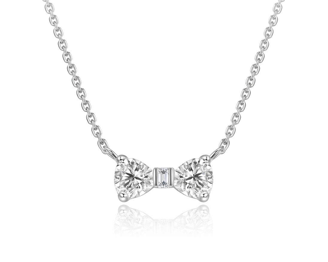 Gala Noire Bowtie Silver Necklace