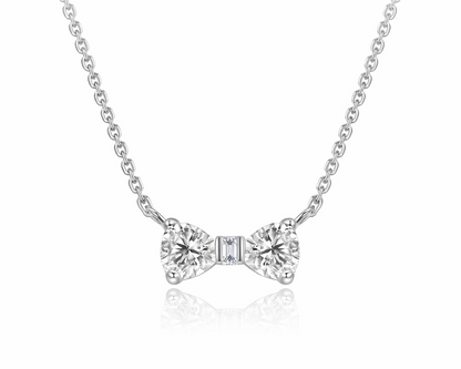 Gala Noire Bowtie Silver Necklace