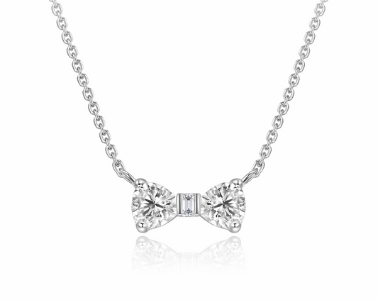 Gala Noire Bowtie Silver Necklace