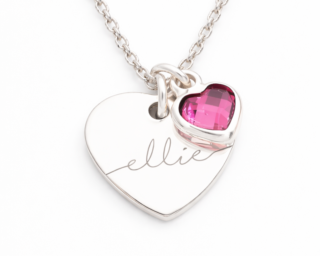 Name and Birthstone Hearts Gold-plated Necklace