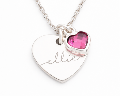 Name and Birthstone Hearts Gold-plated Necklace