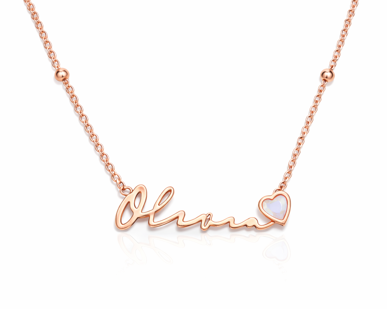 Signature & Heart Birthstone Gold-plated Necklace