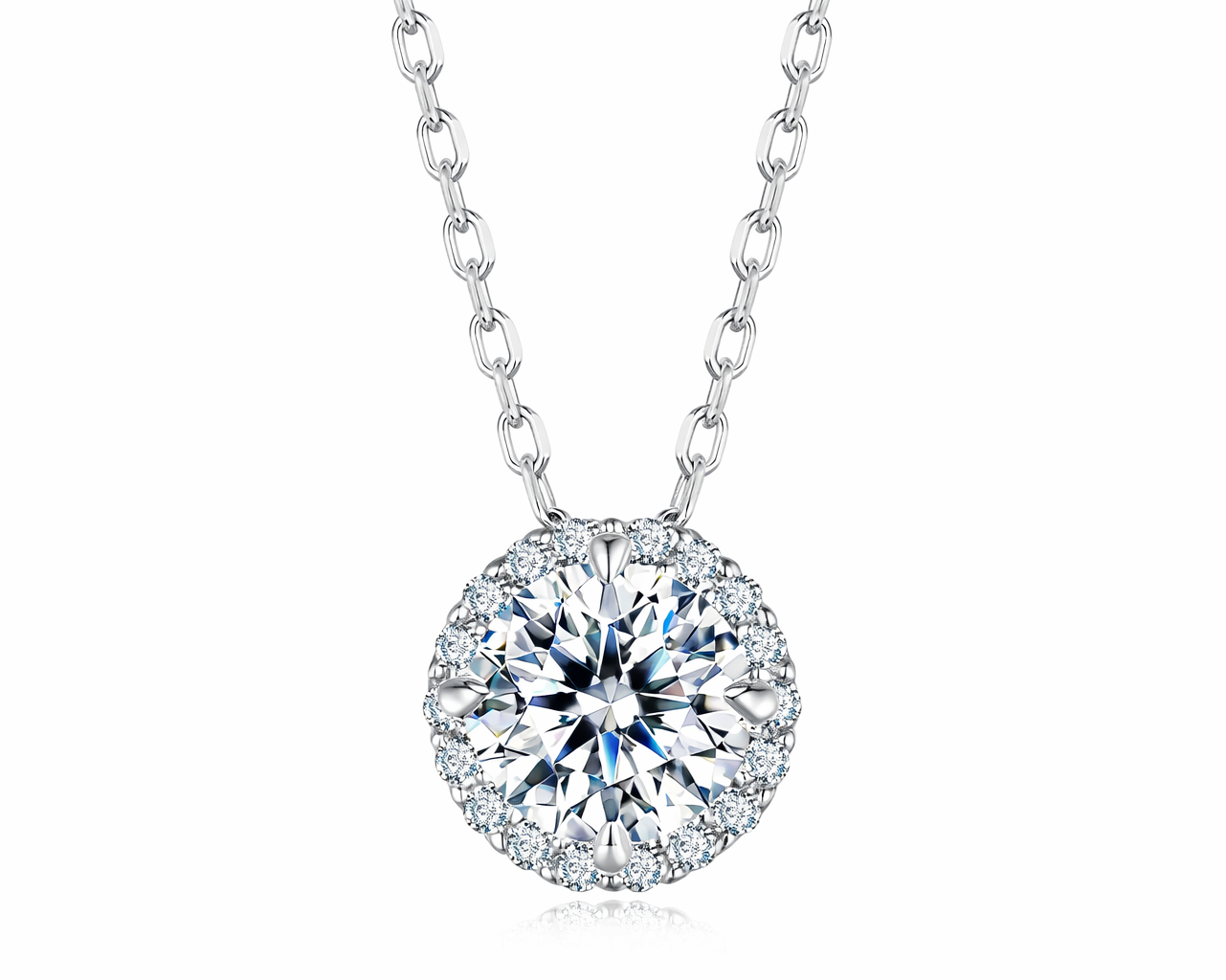 Radiance White-gold plated Necklace with Moissanite