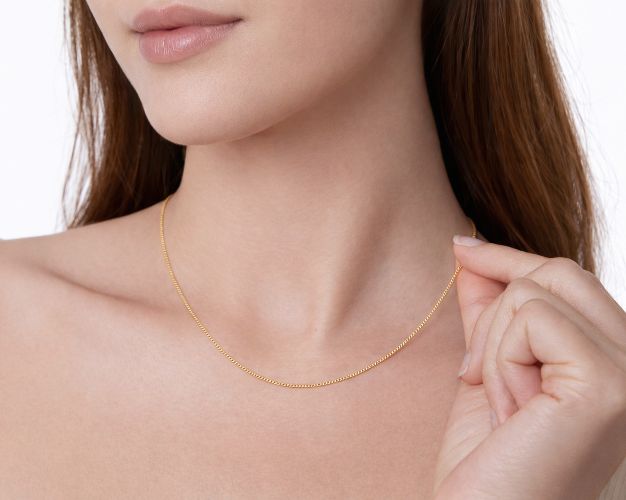 Glowia Simple Gold-plated Chain Necklace